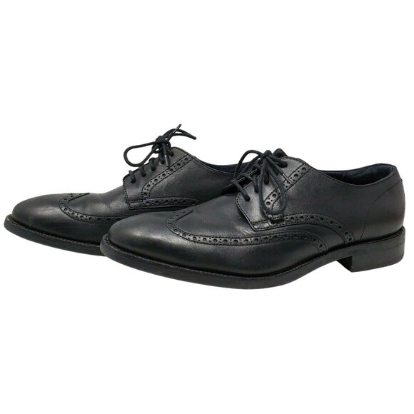 Mens Cole Haan Grand OS Black Leather Oxfords sz 10 M Wingtip Brogue Dress - Picture 1 of 8